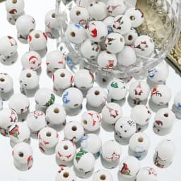 5/10pcs 16mm Wooden Beads Green Snowman Christmas Spacer Beads for DIY Bracelet Keychain Jewelry Making Handmade Accessories