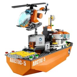 Suitable for urban series polar exploration Arctic ocean giant ship building blocks children's assembly toys Christmas gifts