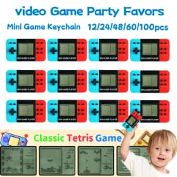 12-100pcs Mini Handheld Game Console Keychain Video Game Party Favors For Kids Birthday Christmas Gifts School Classroom Prizes