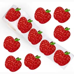500Pcs Red Apple Stickers Roll 1in Laser Apple Waterproof Decals Christmas Stickers for Party Supplies Envelope Scrapbook Decor