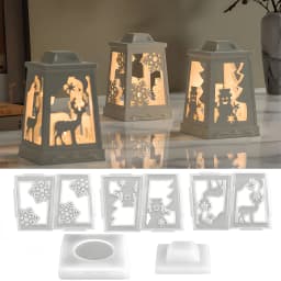 5pcs Christmas Candle Holder Silicone Molds Set, 3 Styles: Snowflake, Snowman & Reindeer – DIY Plaster Lamp Holders, Resin Craft