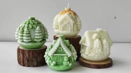 DIY Christmas Tree House Silicone Mold Handmade Aroma Candle Plaster Resin Ornaments Mould Christmas Candle Making Supplies