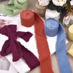 5Meter 4cm Hand-Torn Frayed Edge Cotton Linen Ribbon for Wedding Invitation Bouquets Wrapping Christmas Day Gifts Decorations