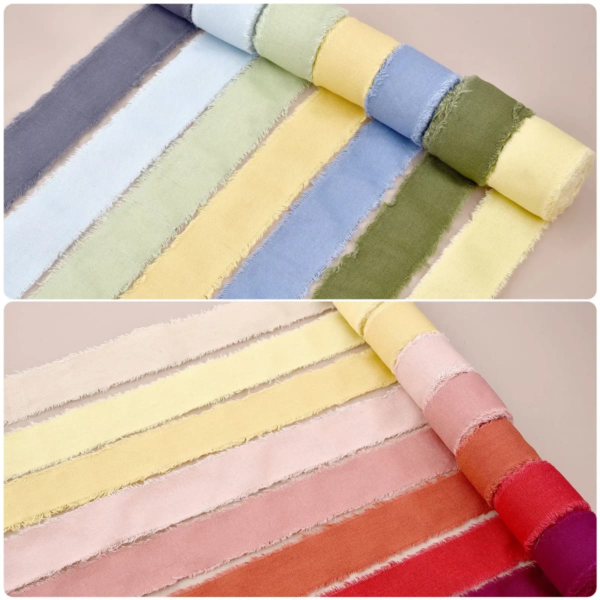 5Meter 4cm Hand-Torn Frayed Edge Cotton Linen Ribbon for Wedding Invitation Bouquets Wrapping Christmas Day Gifts Decorations