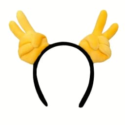 1 Soft Cartoon Plush Thumb Up Gesture Headband - Yellow Hair Accessory Fashion Style Photo Props and Casual Christmas Headband