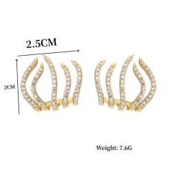 2024 New Bright Crystal Luxury Korean Unusual Claw Stud Earrings Ear Piercing Hook Lrregular Pearl Christmas Jewelry Gift