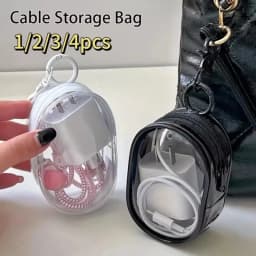 Portable Mini Clear Zipper Storage Bag Keychain Cartoon Doll Mystery Box Organizer for Earphones Chargers for Christmas