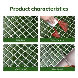 3pcs Christmas Style Wall Sticker Mosaic Tiles Self Adhesive Kitchen Vinly Wallpaper Removable Waterproof Square Wall Decals