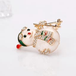 Wuli&baby Lovely Enamel Snowman Brooches Women Rhinestone Christmas New Year Brooch Pins Gifts