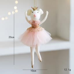 Cute pink mesh skirt golden crown ballet mouse pendant creative New Year and Christmas mouse decoration