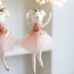 Cute pink mesh skirt golden crown ballet mouse pendant creative New Year and Christmas mouse decoration