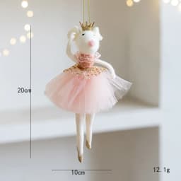 Cute pink mesh skirt golden crown ballet mouse pendant creative New Year and Christmas mouse decoration