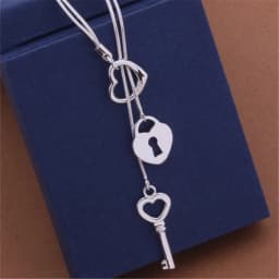 fine 925 Sterling Silver romantic Heart lock key Necklace For Women fashion luxury Wedding party Jewelry Christmas gifts