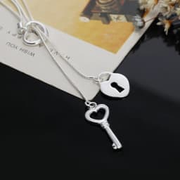 fine 925 Sterling Silver romantic Heart lock key Necklace For Women fashion luxury Wedding party Jewelry Christmas gifts