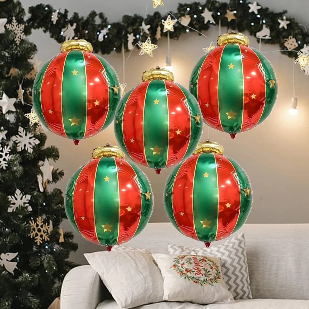5 Christmas Balls Aluminum Film balloon Background Christmas Tree Outdoor Decoration Hanging Balloons, Party Supplies Decoration