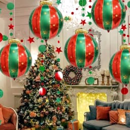 5 Christmas Balls Aluminum Film balloon Background Christmas Tree Outdoor Decoration Hanging Balloons, Party Supplies Decoration