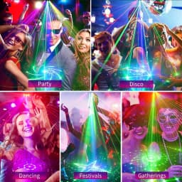 Rechargeable Battery R&G Laser Projector Disco DJ Light 64 Patterns Dance Bar Party Car Effect Christmas Decorate Stage Lamp E01
