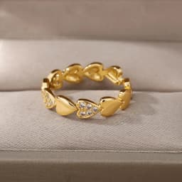 Smooth Double Heart Rings For Women Stainless Steel Zircon Heart Love Ring Adjustable Finger Ring Christmas Jewelry Wedding Gift