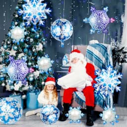 10 PCS Ice and Snow Themed Balloons Set Winter Snowflakes Christmas Balloon Decoration Frozen Wonderland Hanging Ballons