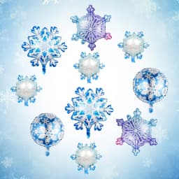10 PCS Ice and Snow Themed Balloons Set Winter Snowflakes Christmas Balloon Decoration Frozen Wonderland Hanging Ballons