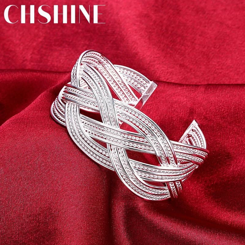 925 Sterling Silver Bracelets for Women elegant Braided wire bangle Fashion Wedding Party Christmas Gift Girl student Jewelry