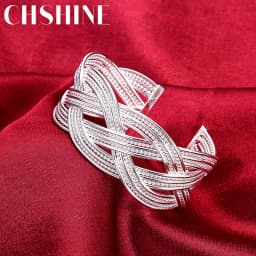 925 Sterling Silver Bracelets for Women elegant Braided wire bangle Fashion Wedding Party Christmas Gift Girl student Jewelry