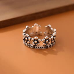 New Exquisite Retro 925 Sterling Silver Jewelry Corolla Female Christmas Gift Crown Flower Personality Opening Rings R234