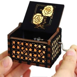 2026 HOTSALE Antique carved Wooden Hand Crank Music Box Davy Anime Figure The Caribbean Creative Birthday Christmas Gift***