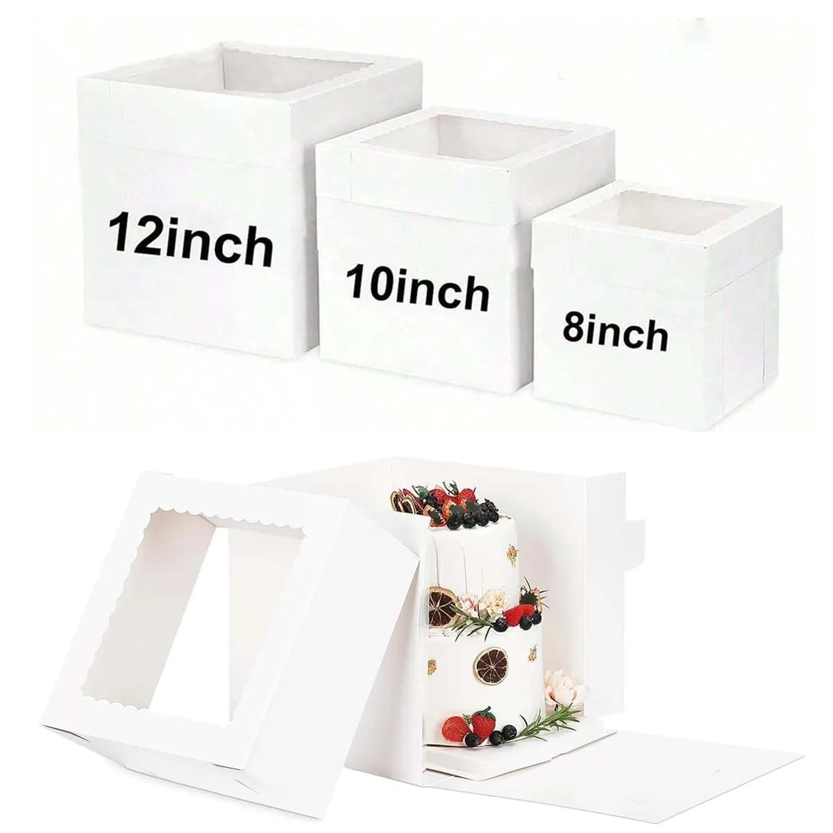 Cake Packaging Box with Transparent Wave Window, Dessert Display Box, Suitable for Christmas Party Desserts, Gift Packaging Box.