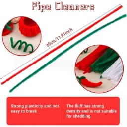 100-300 Pcs Thick Christmas Red White Green Chenille Stems for Christmas Art and Craft Projects Creative DIY Decorations