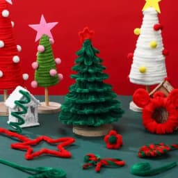 100-300 Pcs Thick Christmas Red White Green Chenille Stems for Christmas Art and Craft Projects Creative DIY Decorations