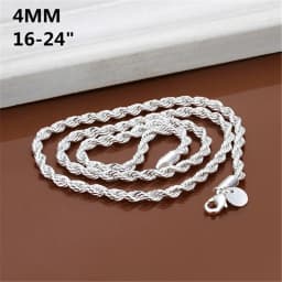 40-60cm wholesale 925 Sterling Silver Necklaces Jewelry 4MM Rope Chain Fashion Men's Women Necklace Christmas Gifts