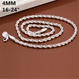 40-60cm wholesale 925 Sterling Silver Necklaces Jewelry 4MM Rope Chain Fashion Men's Women Necklace Christmas Gifts