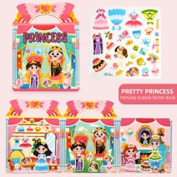 [Reusable Sticker Book] Children's Sticker Toys, Transportation, Dinosaurs, Farm, Animals, Space, Supermarket, Fairy Tales, Princesses, Washable, Durable, Portable, Basic Cognitive Skills Development, Suitable for Boys and Girls over 3 Years Old, Birthday Gifts, Halloween, Christmas, Thanksgiving Gifts