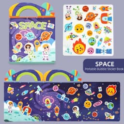 [Reusable Sticker Book] Children's Sticker Toys, Transportation, Dinosaurs, Farm, Animals, Space, Supermarket, Fairy Tales, Princesses, Washable, Durable, Portable, Basic Cognitive Skills Development, Suitable for Boys and Girls over 3 Years Old, Birthday Gifts, Halloween, Christmas, Thanksgiving Gifts
