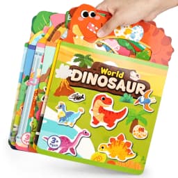 [Reusable Sticker Book] Children's Sticker Toys, Transportation, Dinosaurs, Farm, Animals, Space, Supermarket, Fairy Tales, Princesses, Washable, Durable, Portable, Basic Cognitive Skills Development, Suitable for Boys and Girls over 3 Years Old, Birthday Gifts, Halloween, Christmas, Thanksgiving Gifts