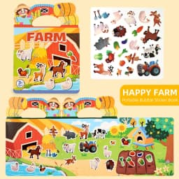 [Reusable Sticker Book] Children's Sticker Toys, Transportation, Dinosaurs, Farm, Animals, Space, Supermarket, Fairy Tales, Princesses, Washable, Durable, Portable, Basic Cognitive Skills Development, Suitable for Boys and Girls over 3 Years Old, Birthday Gifts, Halloween, Christmas, Thanksgiving Gifts