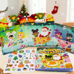 [Reusable Sticker Book] Children's Sticker Toys, Transportation, Dinosaurs, Farm, Animals, Space, Supermarket, Fairy Tales, Princesses, Washable, Durable, Portable, Basic Cognitive Skills Development, Suitable for Boys and Girls over 3 Years Old, Birthday Gifts, Halloween, Christmas, Thanksgiving Gifts