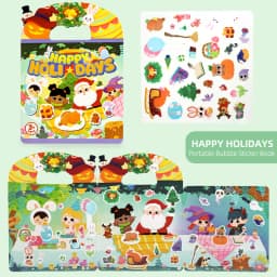 [Reusable Sticker Book] Children's Sticker Toys, Transportation, Dinosaurs, Farm, Animals, Space, Supermarket, Fairy Tales, Princesses, Washable, Durable, Portable, Basic Cognitive Skills Development, Suitable for Boys and Girls over 3 Years Old, Birthday Gifts, Halloween, Christmas, Thanksgiving Gifts