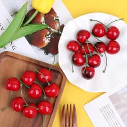 20Pcs Artificial Cherry Fake Fruit Model Cake Ornament Christmas Decoration Photography Props Party Decor Home Table DecorCraft