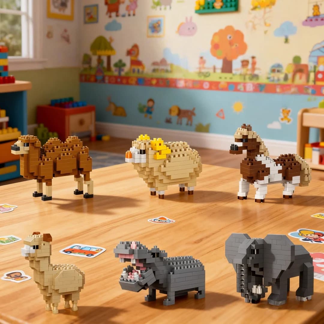 3D Mini Zoo Micro Building Blocks—Easy Assembly for Kids,Handheld Animals Toy,Puzzle Gift,Christmas Party Favor/Birthday Present
