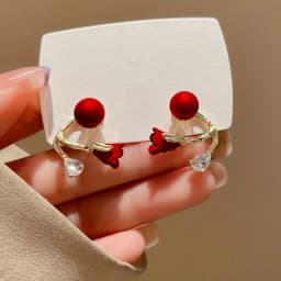 Korean Red Rose Stud Earring Fashion Imitation Pearl Flower Earrings for Woman Party Jewelry Christmas Gift New Arrivals
