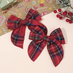 2pcs Retro Christmas Plaid Bow Hair Clips For Girls Festive Checkered Fabric Hairpins Holiday Parties Christmas Hair Accessories