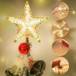 15cm Christmas Decoration Glowing Tree Topper Glitter Shining Star Xmas Tree Ornaments for Home Decor Navidad New Year 2026 Gift