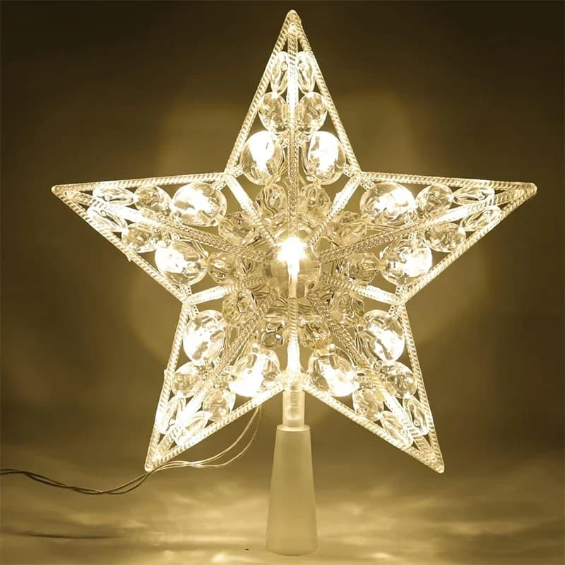 15cm Christmas Decoration Glowing Tree Topper Glitter Shining Star Xmas Tree Ornaments for Home Decor Navidad New Year 2026 Gift