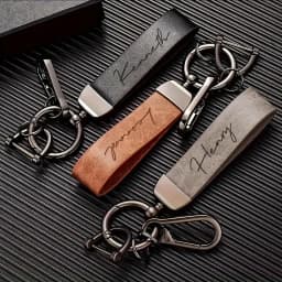 Custom Name Leather Keychain with Zinc Alloy, Personalized Text Key Tag,Ideal Gift for Him on Father's Day Valentine's Christmas