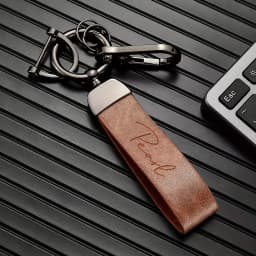 Custom Name Leather Keychain with Zinc Alloy, Personalized Text Key Tag,Ideal Gift for Him on Father's Day Valentine's Christmas