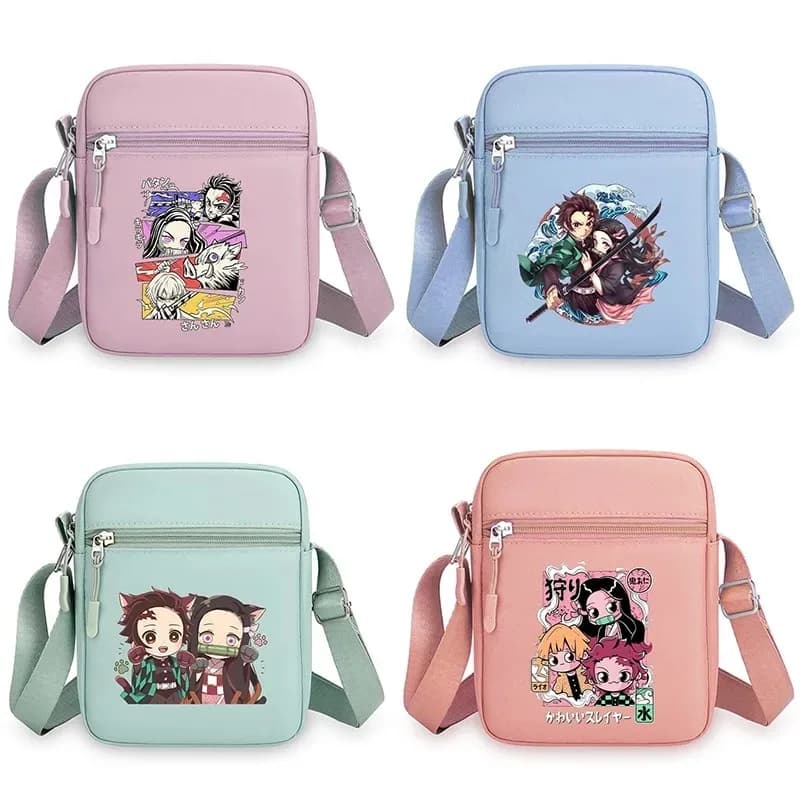 Demon Slayer Shoulder Bags Cartoon Anime Pattern Printed Crossbody Bag Boys Girls Fashion Wallets Christmas Birthday Party Gift