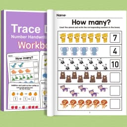 64-Page Interactive Preschool Math Workbook: Number Tracing, Addition and Subtraction Exercises - Early Education Activities for Children over 3 Years Old, Preparatory Course, for Home or Classroom Use - Educational Book for Number Recognition and Basic Arithmetic Skills, Early Education Materials, Fun Illustrations, High-Quality Printing, Learning Tool for Elementary School Students, Christmas Gift
