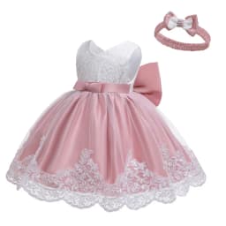 LZH Baby Girl Dress Newborn Clothes Princess Dress+Headwear For Toddler Birthday Wedding Christening Infant Party Christmas Gown